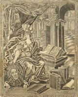17. J - FRONTIS Grand Dictionaire Royal, Medusa, Kupferstich