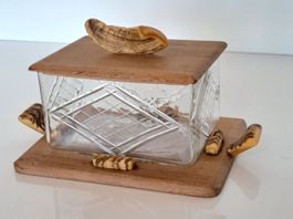 France Signiert Art Deco Design Schale Tablett Keksdose Glas
