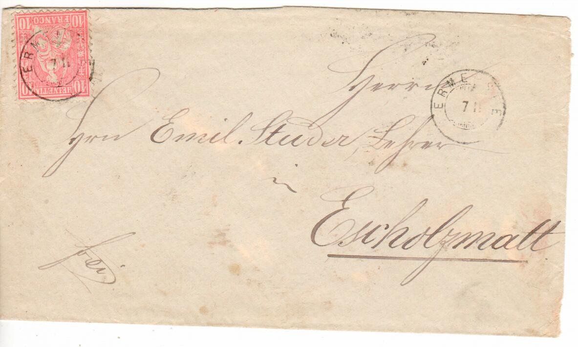 Alle Briefmarken: Brief 1881 - Zwergstempel Ermensee – Gebraucht aus Wolhusen von Curver9