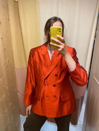 YSL Vintage Seiden Blazer Doppelreiher Gr.46 / Oversize