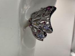 Ohrstecker Schmetterlingsflügel in SS mit Rhodolith
