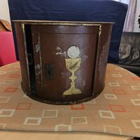 Antiker Tabernakel Schrank, Holz, mit Schlüssel, ⛪️