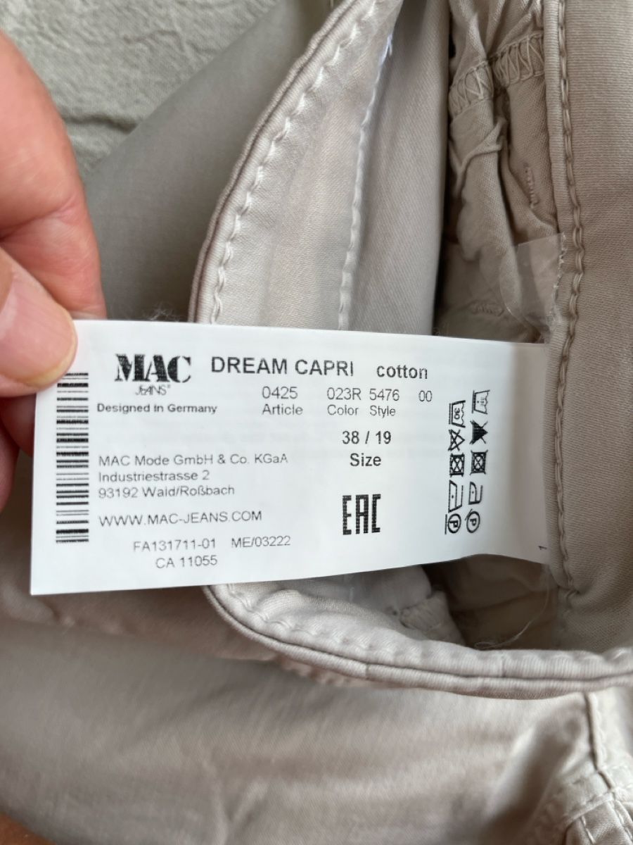 Jeans: MAC DREAM CAPRI Baumwolle Grösse 38/19 beige – Neuf (Voir description) à Niederhasli par Suneblueme 2