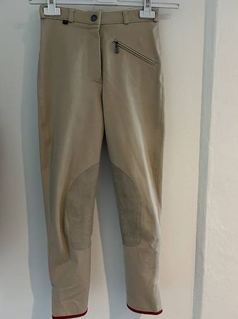 euro star Hose, Reiterstil, beige mit rot in Grösse 36