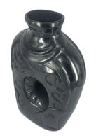 Vase « Floral » artisanal en argile noire d’Oaxaca