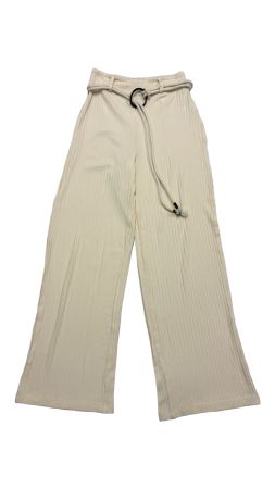 Les Lunes Hose XS beige creme gerippt wide leg Gürtel