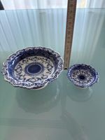 2.Stk Porzellan Schalen blau weiss mit Fuss guter Zustand