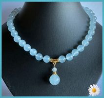 SALE KETTE HALSKETTE STEINKETTE AQUAMARIN  - JADE KEIN GLAS!