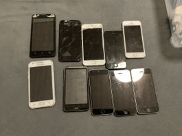 Defekte Handys 5x Iphone 1xSamsung 1xWiko 1xHTC
