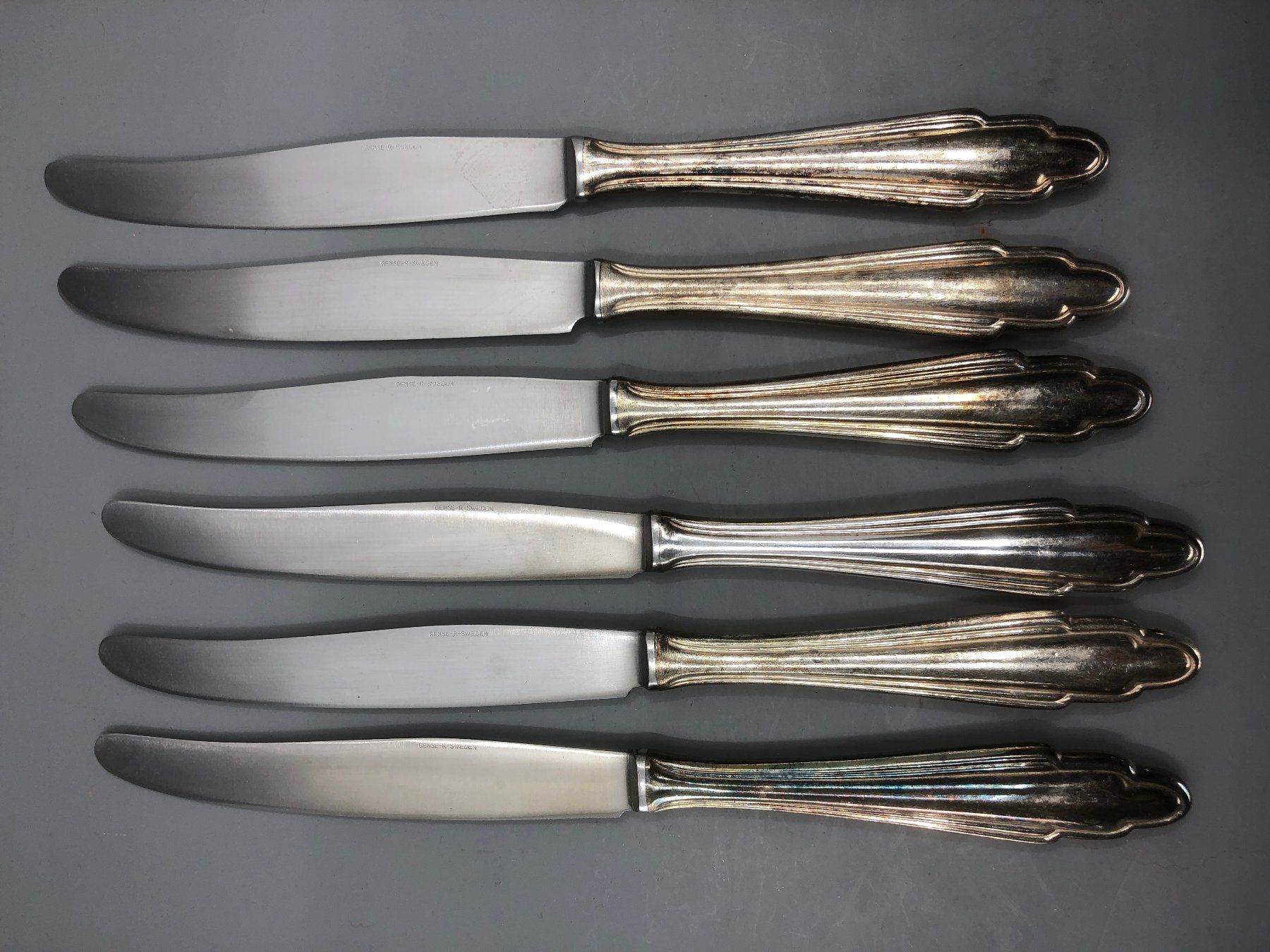 Posate: 6 Tafelmesser versilbert Skandinavisches Design – Usato da Basel venduto da Tiabeanie 2