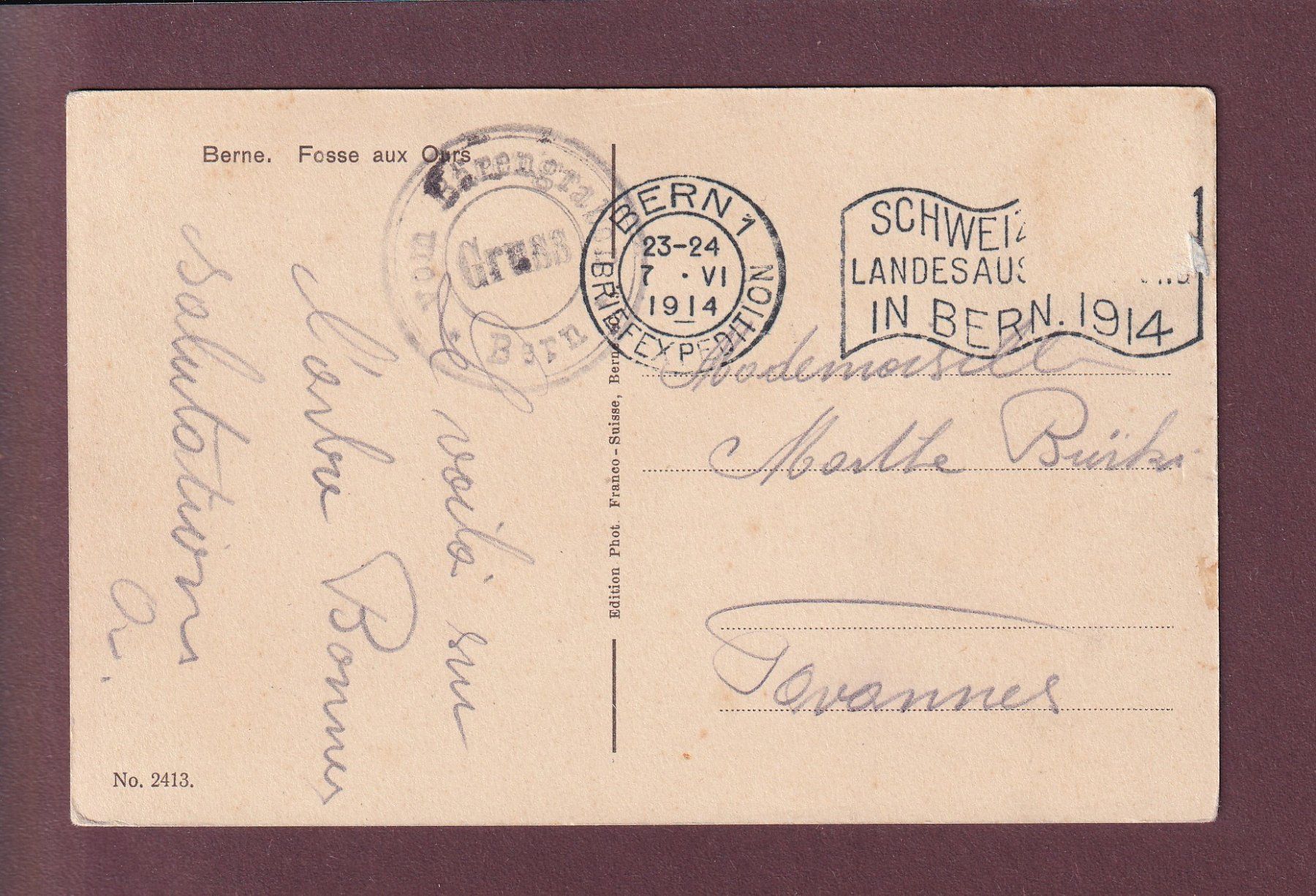 Cartoline postali: BERN - Bärengraben - 1914 – Usato da Pully venduto da nicecards 1