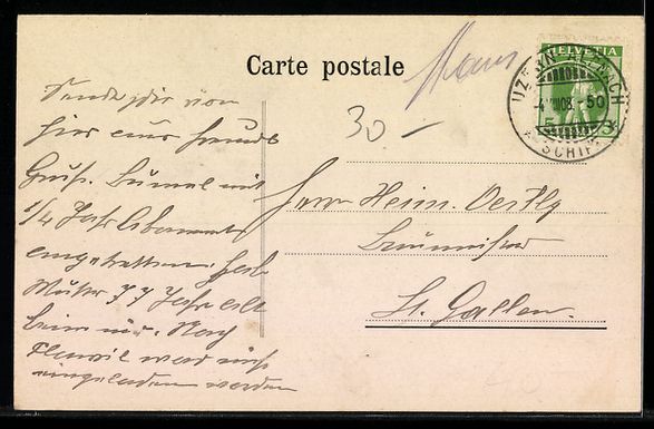 Ansichtskarten: AK Stans, Ortspartie mit Brisen, 1908 – Gebraucht aus Berlin von bartko-reher 1