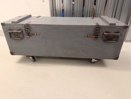 Wooden Trunk with Wheels Grey Vintage Style Storage Box