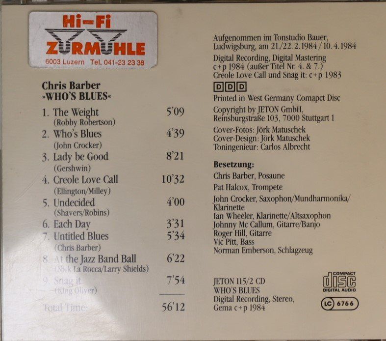 CDs: Chris Barber – Who`s – Gebraucht aus Luzern von CONTENTI 2