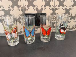Lot of 9 vintage drinking glasses 🦋🦜