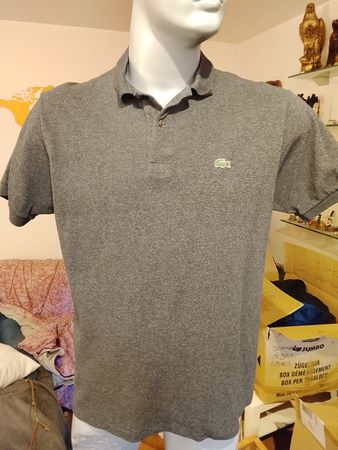 Lacoste Polo Shirt Gr. XL Grau Kurzarm Classic Fit Tshirt