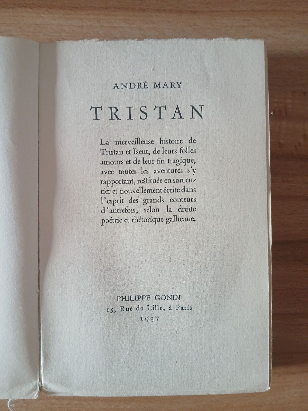 Libri: Tristan, par André Mary – Usato da Le Sentier venduto da arc_2thy 2