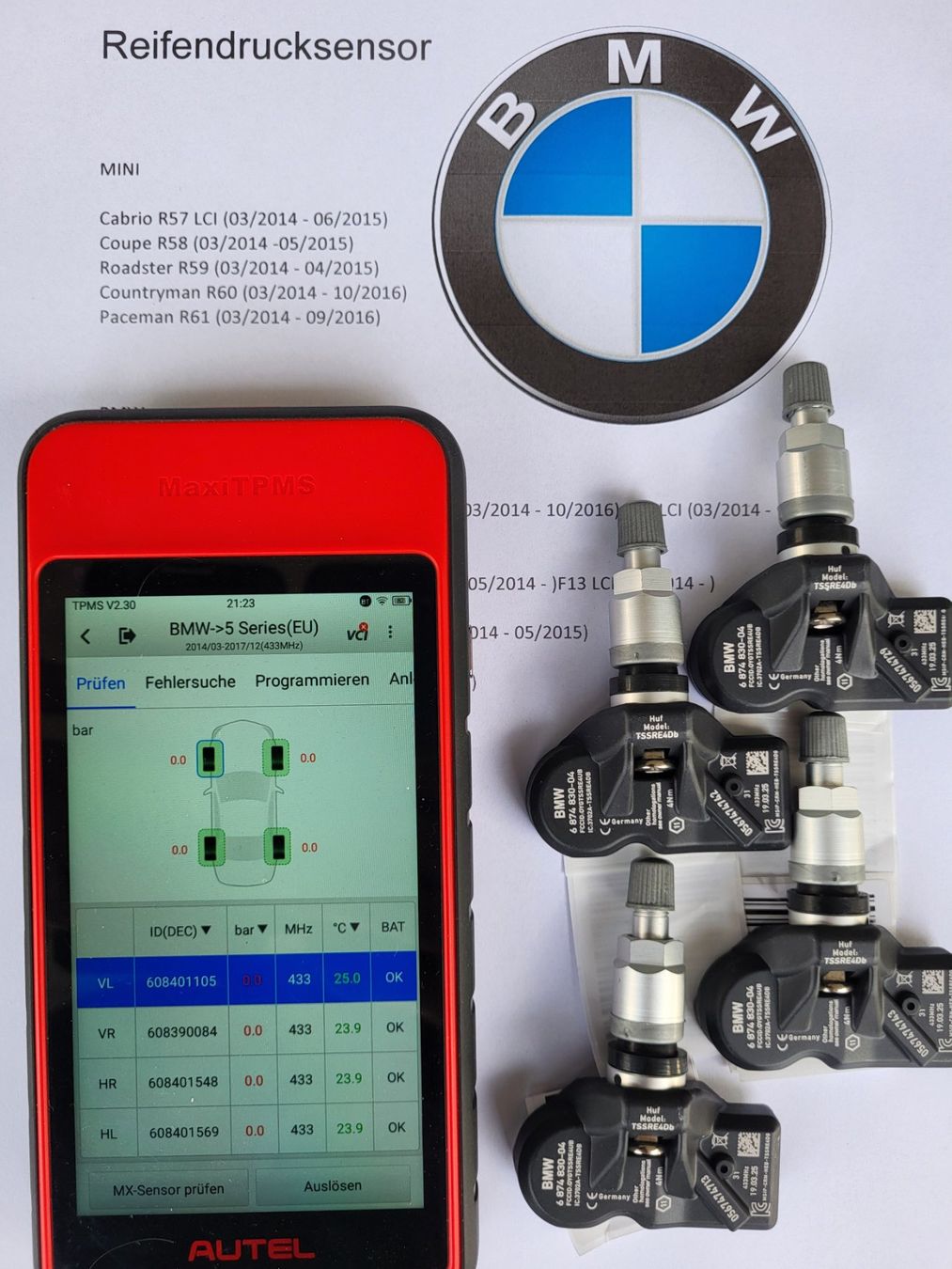 Mini Tutti pezzi di ricambio auto: BMW Reifendrucksensor X4 F26 LCI – Nuovo e nell'imballaggio originale da Wauwil venduto da Reifendrucksensoren 2