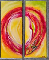 2x Abstraktes Acrylbild, handgemalt 30x80cm