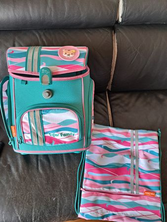 Sac à dos enfant Tiger Family turquoise rose NEUF