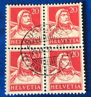 4 er Block Nr.174  Tellbrustbild mit Vollstempel Lausanne