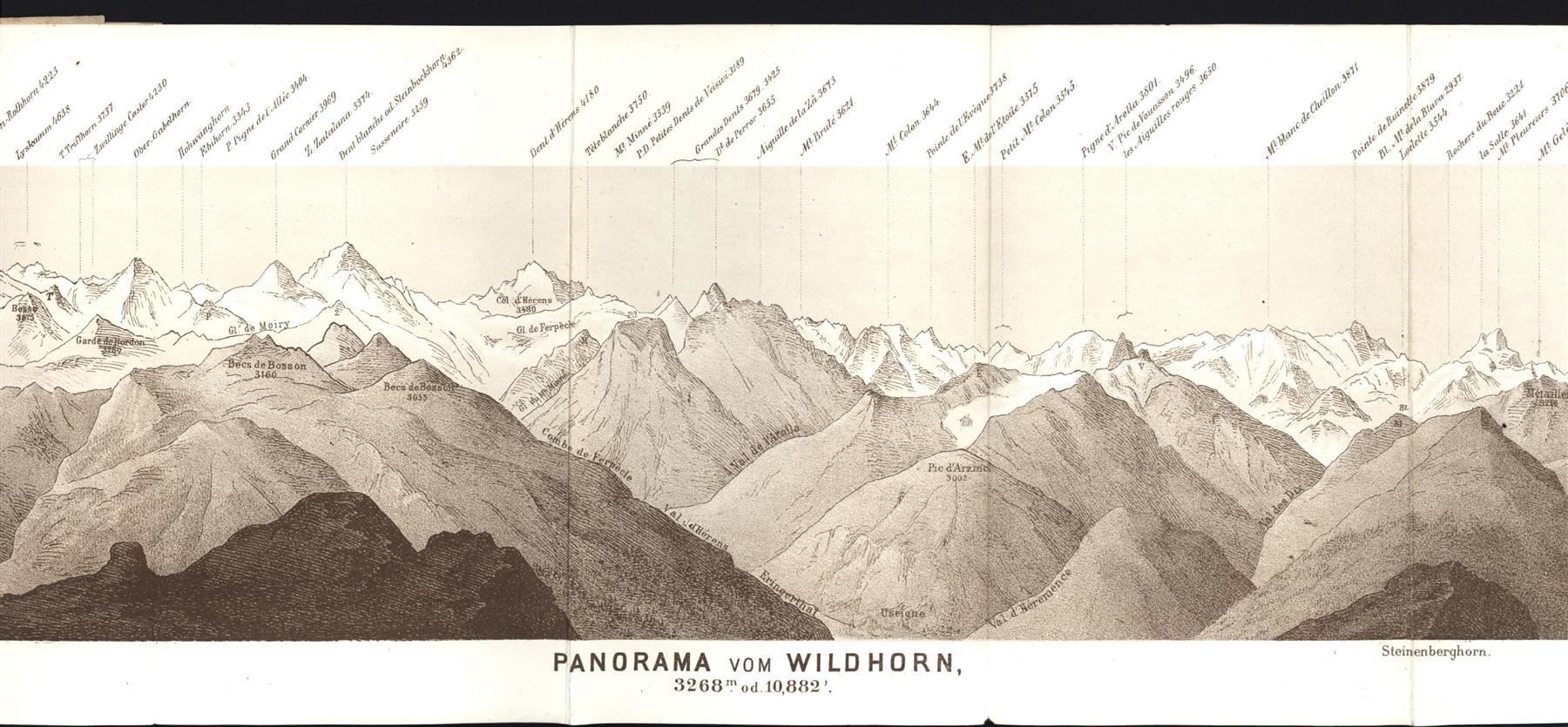 Incisioni: Wildhorn Panorama von Ernst Buss 1875 – Usato da Rafz venduto da Helvet32