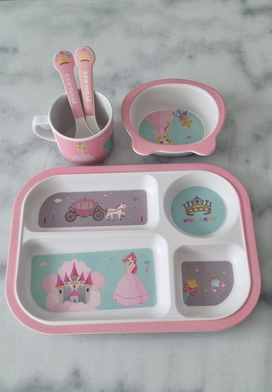 Set di piatti: KINDER GESCHIRR-SET Eco Bambo "PRINCESS " – Nuovo e nell'imballaggio originale da Stäfa venduto da BURG23 1