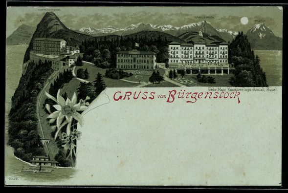 Cartes postales: Mondschein-Lithographie Bürgenstock, Ho – D'occasion à Berlin par bartko-reher