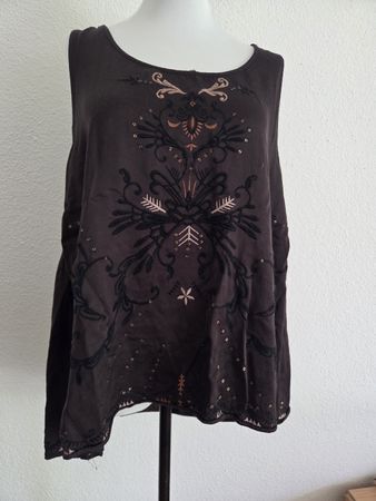 Damen Top Odd Molly Grösse 3 braun mit Stickerei 