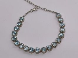 Aquamarine Armband Hellblaue Herze 925 Silber ca 15-18cm