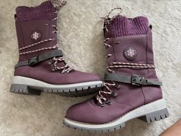 Winterstiefel TEX Bordeaux/Lila Gr. 42 – Schnürboots 