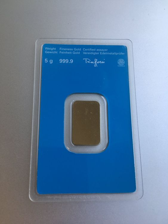 Metalli preziosi: Goldbarren 5 Gramm - Fine Gold 999.9 Zuger Kantonalbank – Nuovo e nell'imballaggio originale da Zug venduto da RST70JE 1
