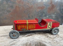 Voiture de course ancienne  Tôle. 22 cm.