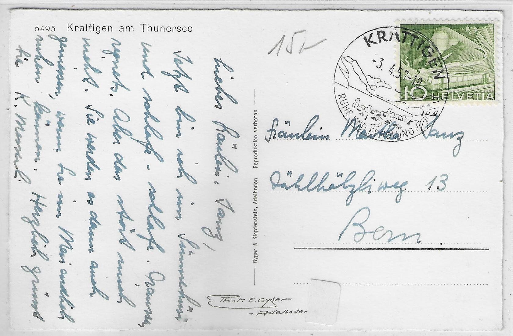 Cartoline postali: Krattigen am Thunersee - Photo: E. Gyger – Usato da Ettingen venduto da Kartenplanet 1