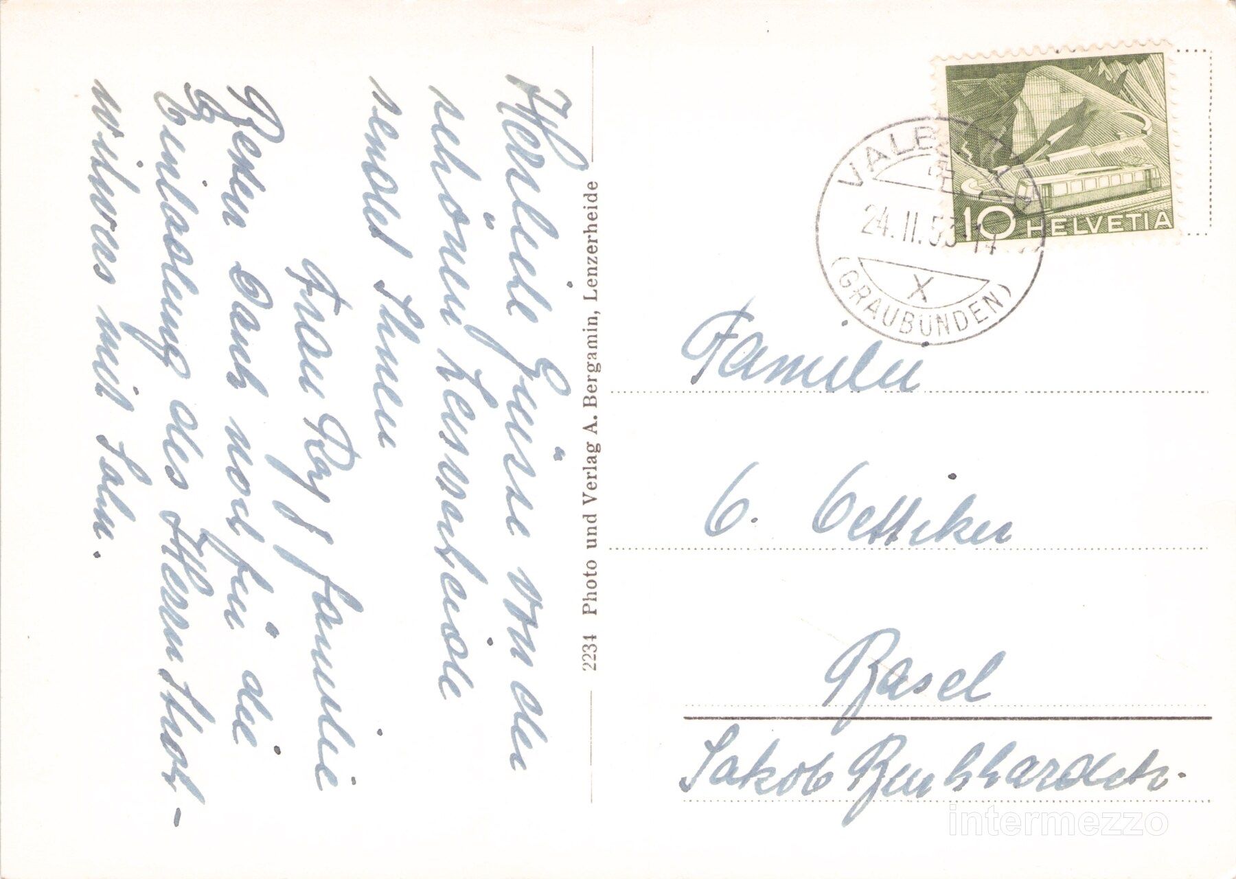 Cartoline postali: Valbella GR // 1953 Hotel Kulm Lenzerheide // Winter – Usato da Basel venduto da intermezzo12 1