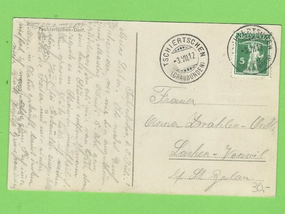 Cartoline postali: Tschiertschen - Dorf – Usato da Zürich venduto da t24_de 1