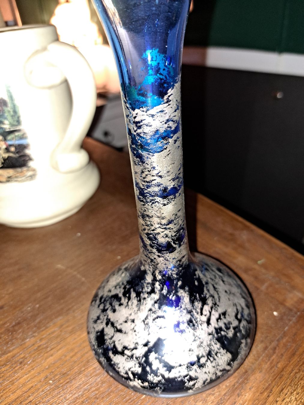 Vasen & Gefässe: Blaue Vase mit Silbermuster, Vintage  – Gebraucht aus Kölliken von Upcycling-by-Mc-TAM 2