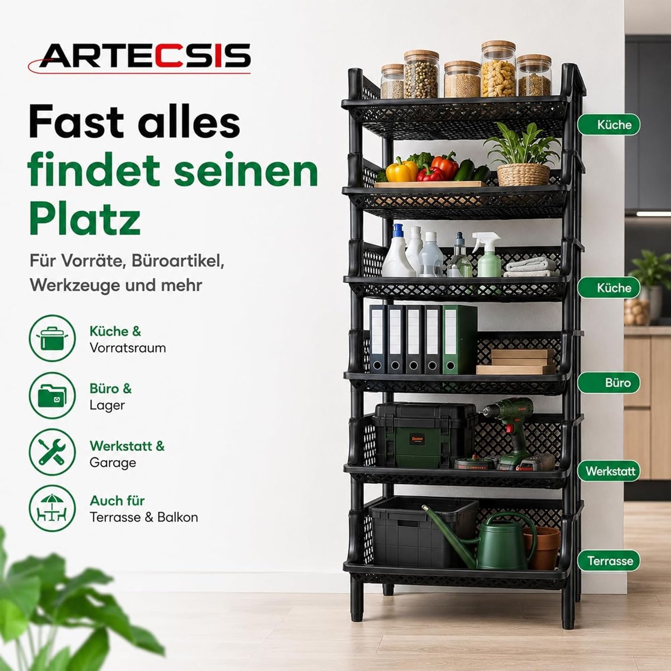 Regale: Korbregal Kunststoff Stapelbar 6 Elemente Schwarz – Neu und originalverpackt aus St. Gallen von sch_zsz7 5
