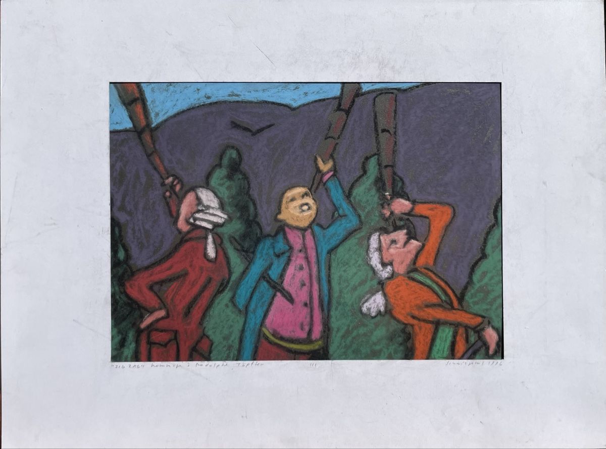 Dipinti: G. Schwitzgebel pastel sur papier de verre R. Töpffer – Usato da Biel/Bienne venduto da Galaq 1
