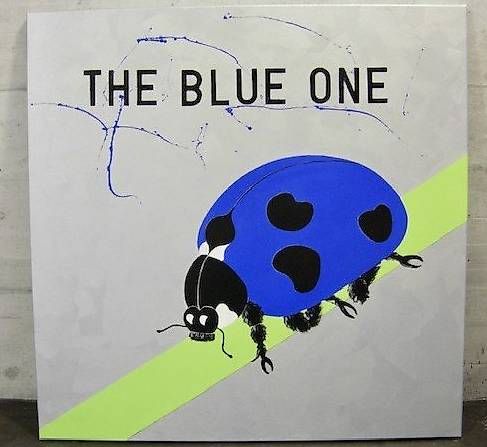Dipinti: ACRYLBILD "LADYBIRD BLUE" AUF SILBERNEM HINTERGRUND – Nuovo (secondo la descrizione) da Zollikerberg venduto da Doris11362