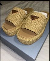 PRADA Sandalen Raffia Grösse 38 Naturale neuwertig