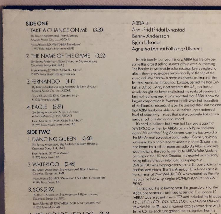 Schallplatten: ABBA Rarität 70iger Original Promotion Vinyl 1978 – Gebraucht aus Wettingen von ABBA-Retro 3