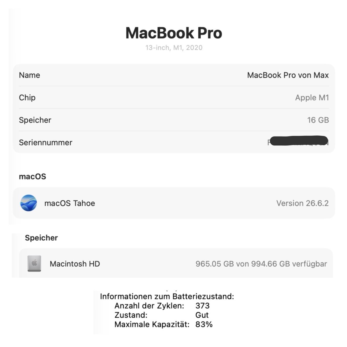 Apple Notebook: MacBook Pro M1 16GB/1TB – Usato da Zürich venduto da max_8cdd 2