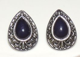 SCHÖNE OHRSTECKER "LAPISLAZULI & ALT-SILBER-OPTIK" NEU