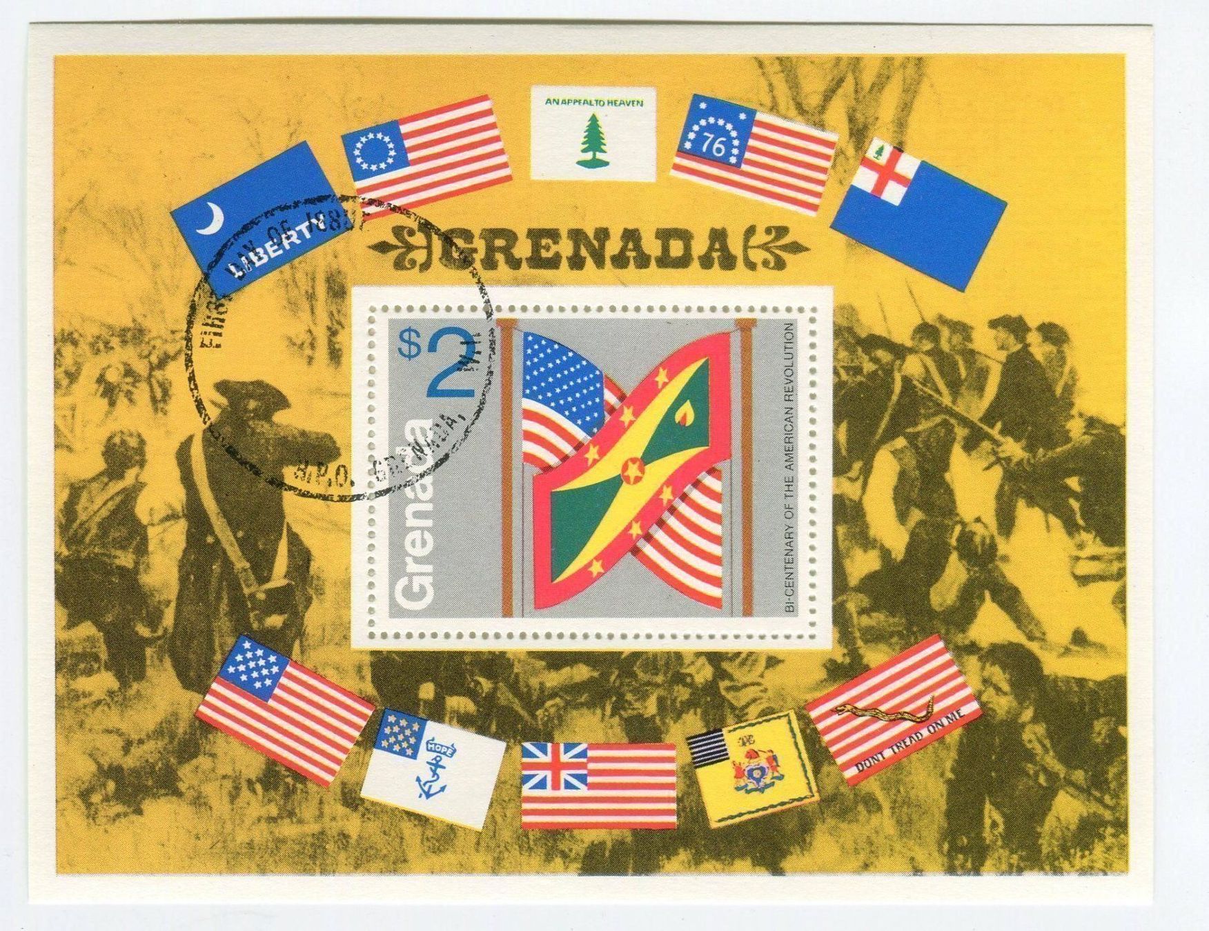 Tutti i francobolli: Block Unabhängigkeitskrieg USA. Grenada – Nuovo e nell'imballaggio originale da Basel venduto da Butsch5