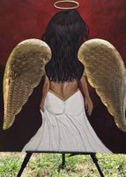 Canvas painting angel mixed media new