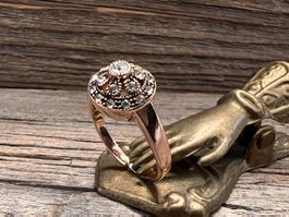 Vintage Ring Silber Rotgold vergoldet mit Similis - one Size