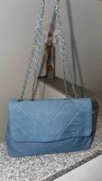 Handtasche Jeansoptik gesteppt goldfarbene Kette
