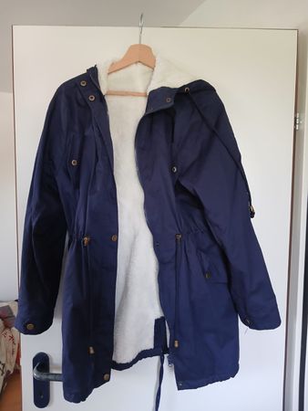Damen Parka dunkelblau Grösse L mit Teddyfutter