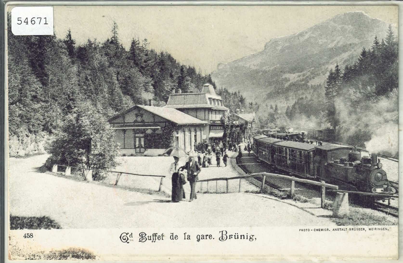 Cartoline postali: Grand Buffet de la gare - Brünig - animee – Usato da Ettingen venduto da Kartenplanet